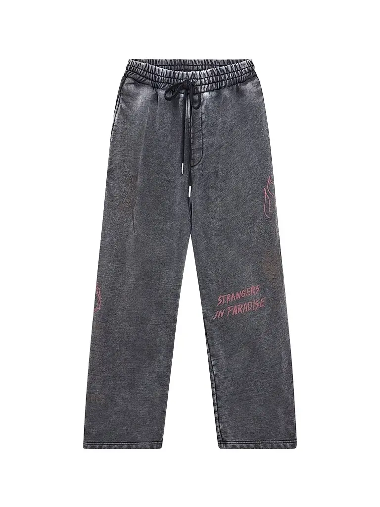 Ksubi Men's Printed Cotton Wide-Leg Track Pants - Charcoal | Image 1 Ksubi Men's Printed Cotton Wide-Leg Track Pants - Charcoal | Image 1