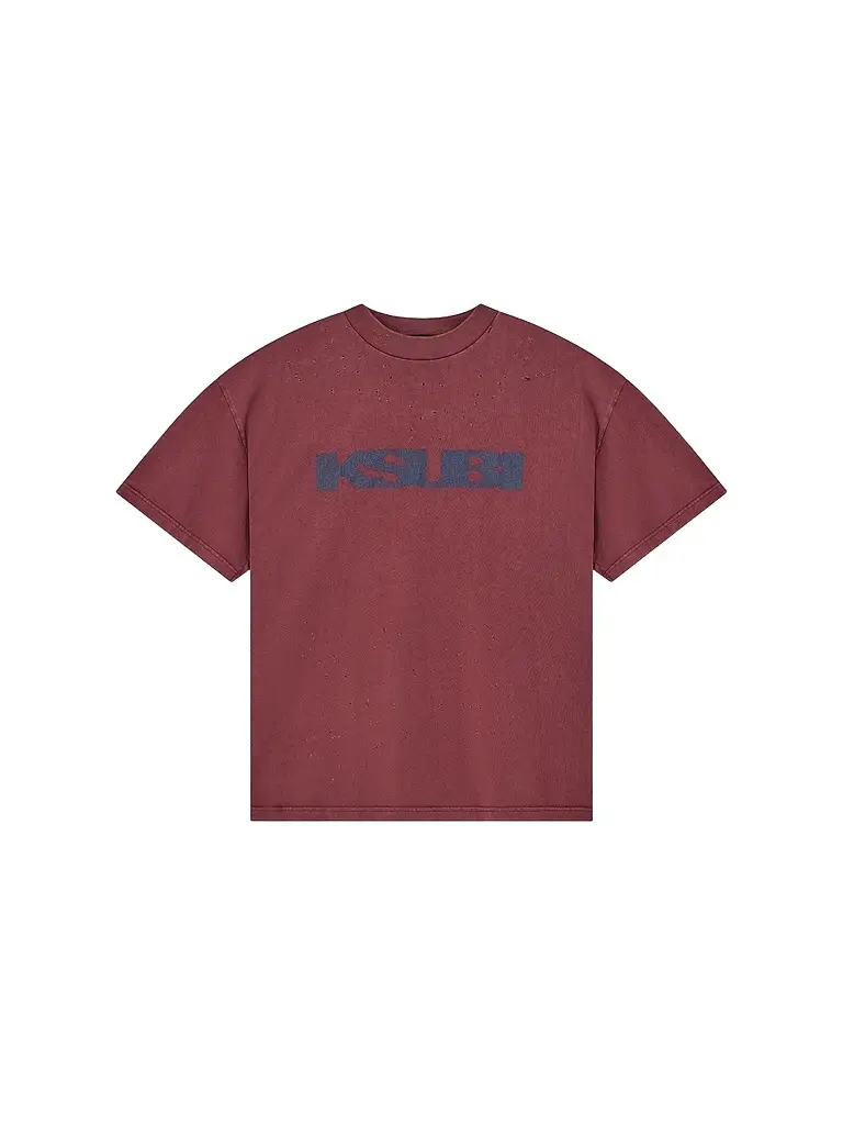 Ksubi Men's Blasted Ekcess Cotton Oversized T-Shirt - Burgundy | Image 1 Ksubi Men's Blasted Ekcess Cotton Oversized T-Shirt - Burgundy | Image 1