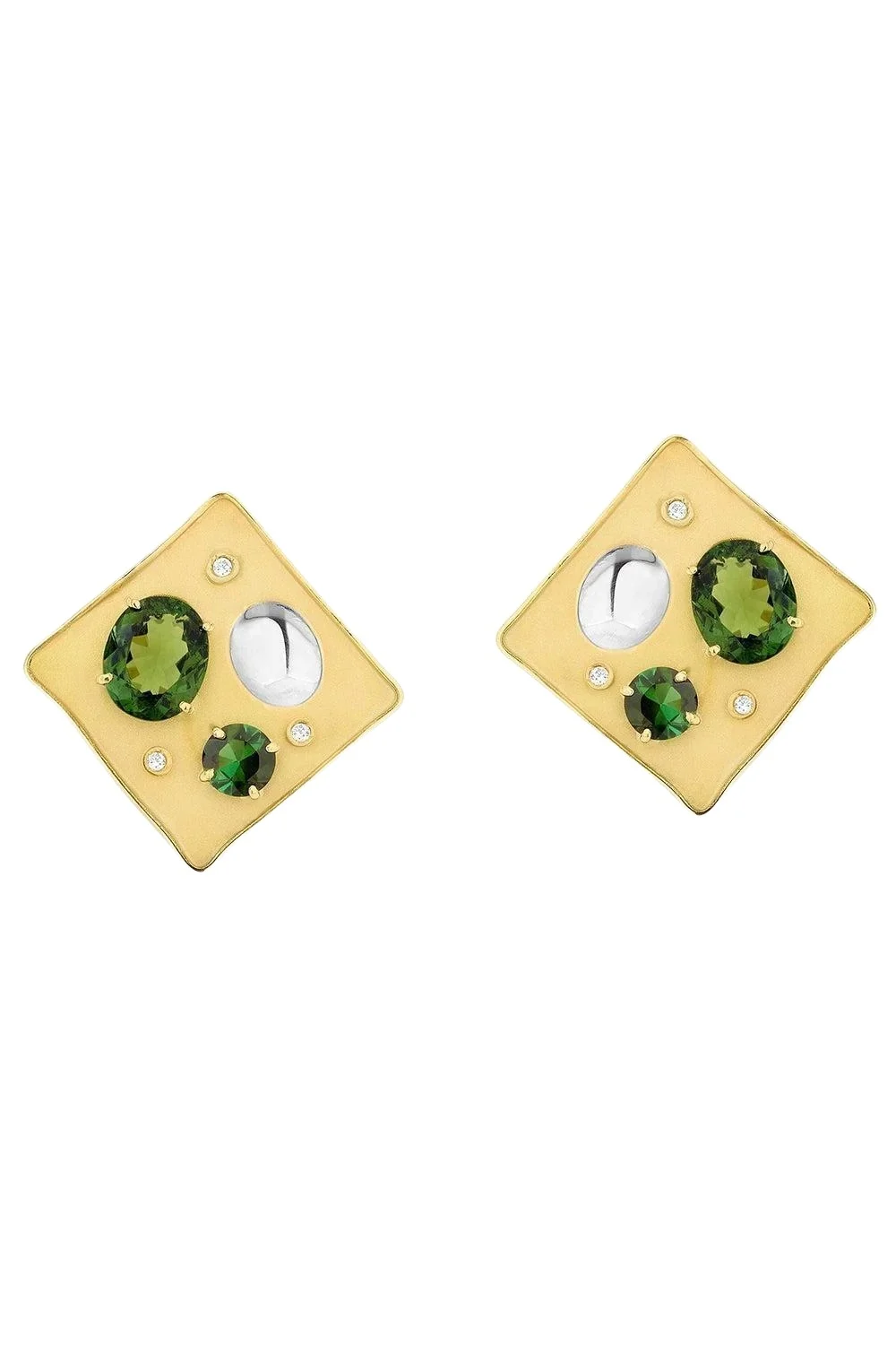 CAROL KAUFFMANN Green Tourmaline Rocks Pedrita Earrings