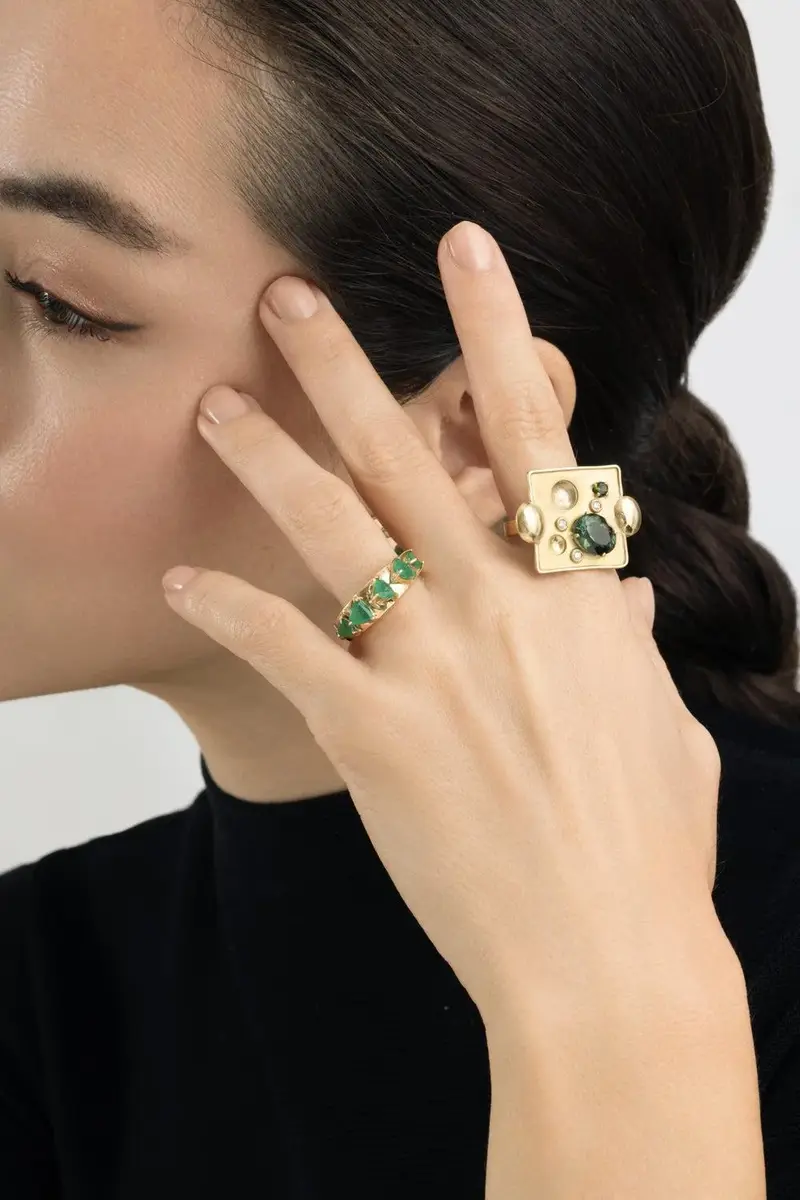 CAROL KAUFFMANN Green Tourmaline Rocks Pedrita Ring | Thumbnail 3
