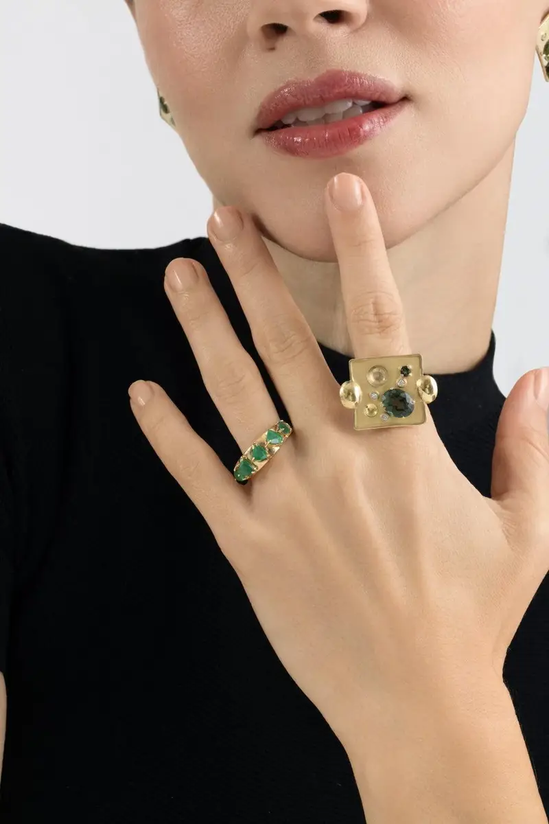 CAROL KAUFFMANN Green Tourmaline Rocks Pedrita Ring | Thumbnail 4