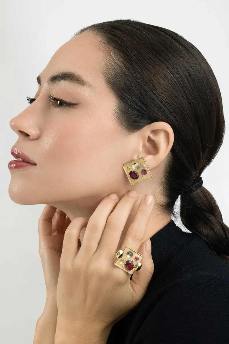 CAROL KAUFFMANN Pink Tourmaline Diamond Rocks Earrings | Thumbnail 4 CAROL KAUFFMANN Pink Tourmaline Diamond Rocks Earrings | Thumbnail 4