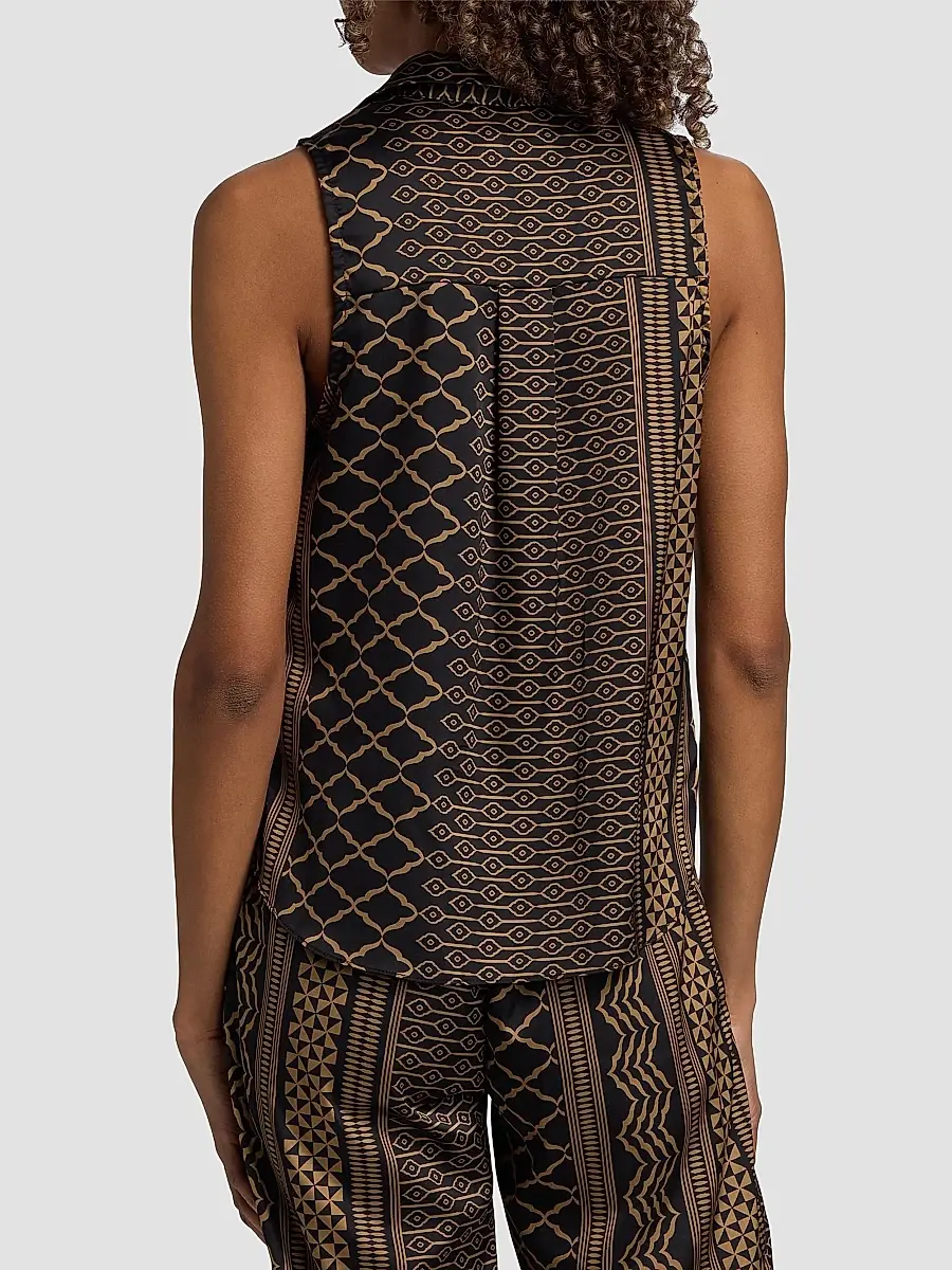 Misa Los Angeles Women's Reya Geometric Button-Front Sleeveless Top | Thumbnail 5