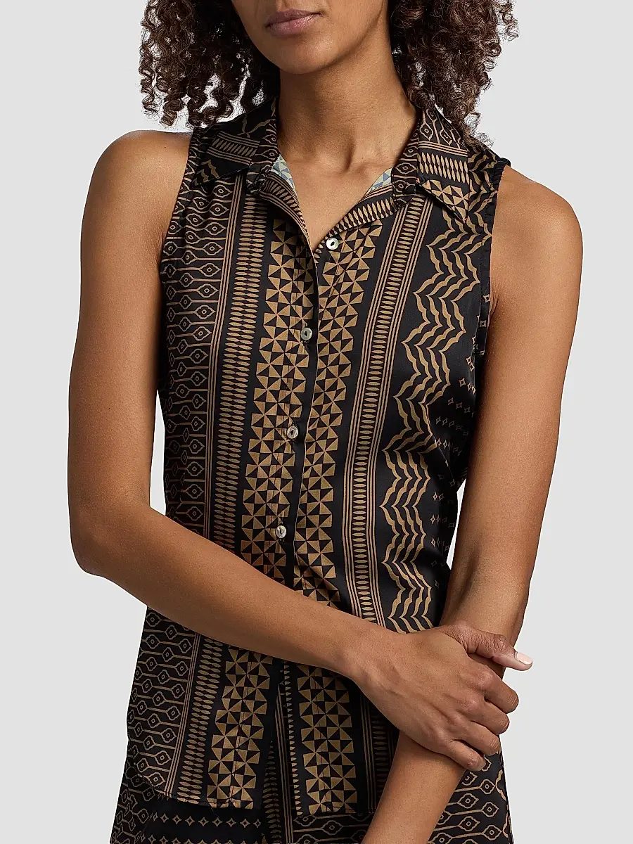 Misa Los Angeles Women's Reya Geometric Button-Front Sleeveless Top | Thumbnail 6
