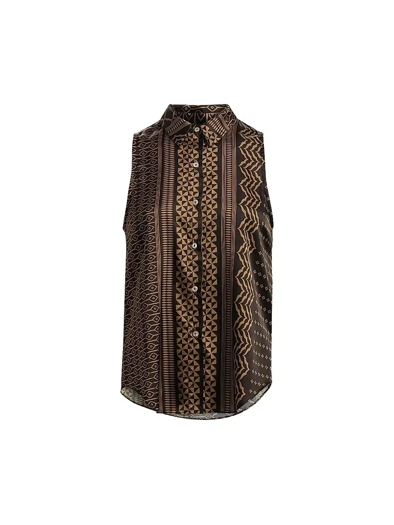 Misa Los Angeles Women's Reya Geometric Button-Front Sleeveless Top - Noir Geometry - Size XL | Image 1 Misa Los Angeles Women's Reya Geometric Button-Front Sleeveless Top - Noir Geometry - Size XL | Image 1