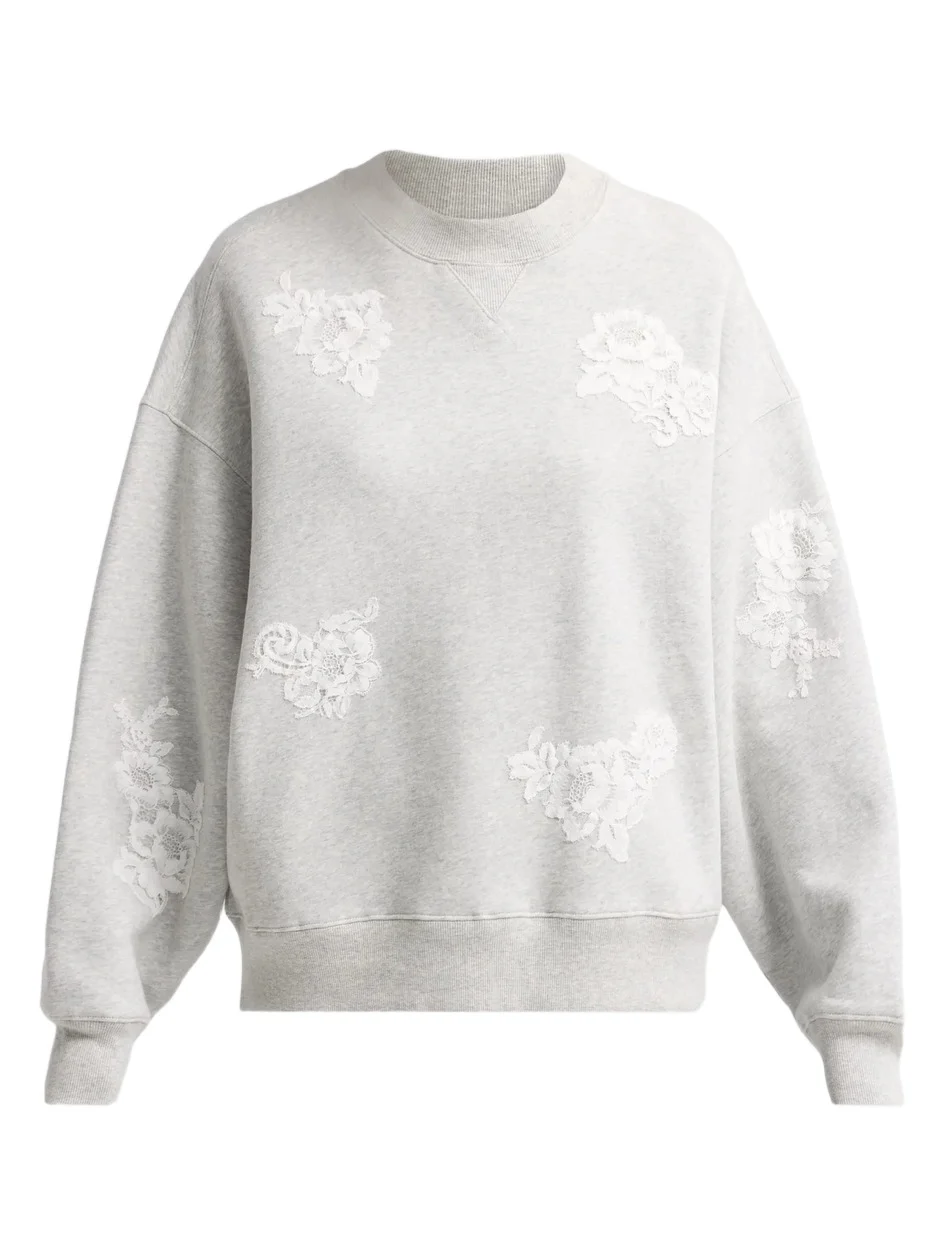 LoveShackFancy Women's Havenleigh Lace Applique Sweatshirt