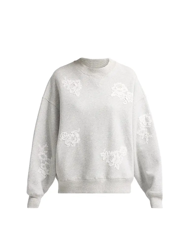 LoveShackFancy Women's Havenleigh Lace Applique Sweatshirt