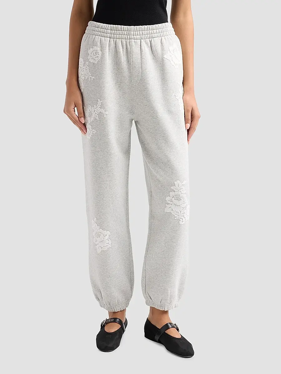 LoveShackFancy Women's Lilia Lace Appliqué Sweatpants | Thumbnail 4 LoveShackFancy Women's Lilia Lace Appliqué Sweatpants | Thumbnail 4