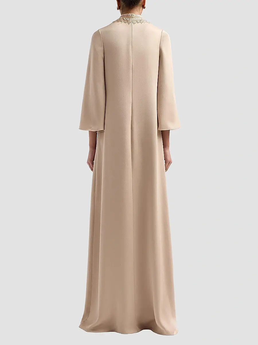 Teri Jon by Rickie Freeman Women's Embellished Collar Satin Gown | Thumbnail 3 Teri Jon by Rickie Freeman Women's Embellished Collar Satin Gown | Thumbnail 3