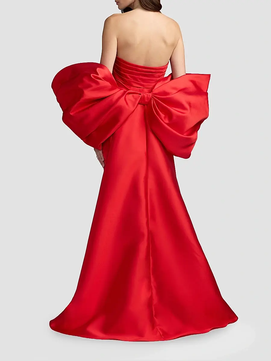 Mac Duggal Women's Oversized Bow Satin Gown | Thumbnail 2 Mac Duggal Women's Oversized Bow Satin Gown | Thumbnail 2