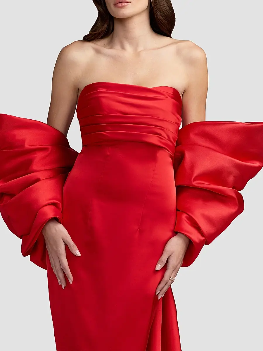 Mac Duggal Women's Oversized Bow Satin Gown | Thumbnail 3 Mac Duggal Women's Oversized Bow Satin Gown | Thumbnail 3