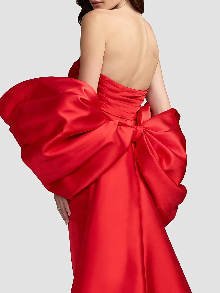 Mac Duggal Women's Oversized Bow Satin Gown | Thumbnail 4 Mac Duggal Women's Oversized Bow Satin Gown | Thumbnail 4