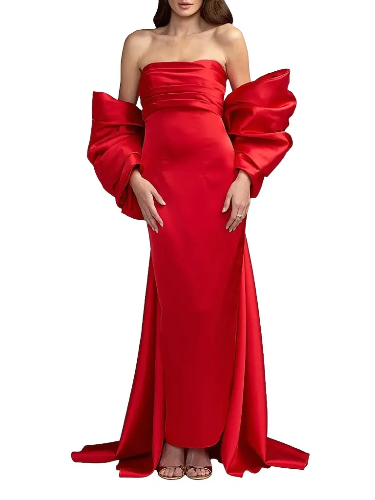 Mac Duggal Women's Oversized Bow Satin Gown
