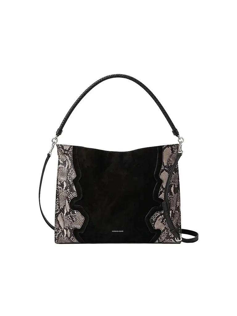 Veronica Beard Women's Vida Snakeskin-Embossed Suede Shoulder Bag - Black | Image 1 Veronica Beard Women's Vida Snakeskin-Embossed Suede Shoulder Bag - Black | Image 1