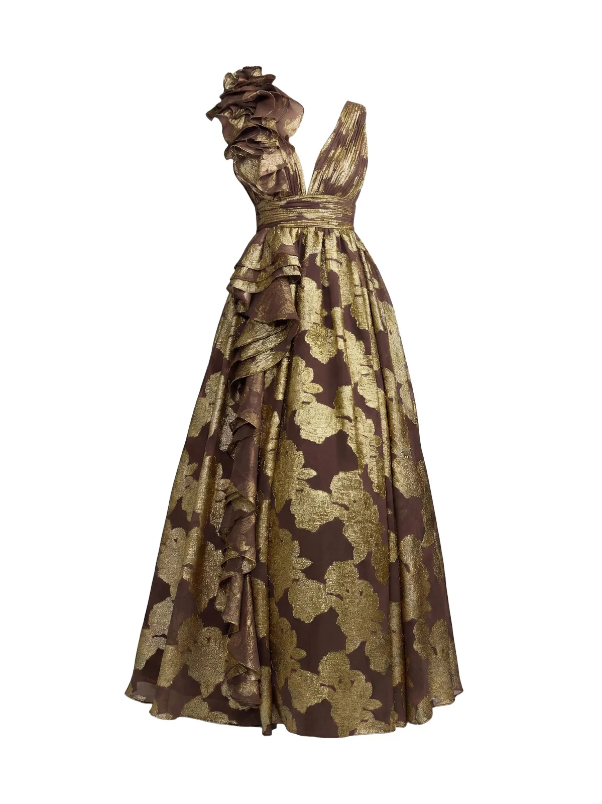 Women's Metallic Floral Brocade Ball Gown Women's Metallic Floral Brocade Ball Gown