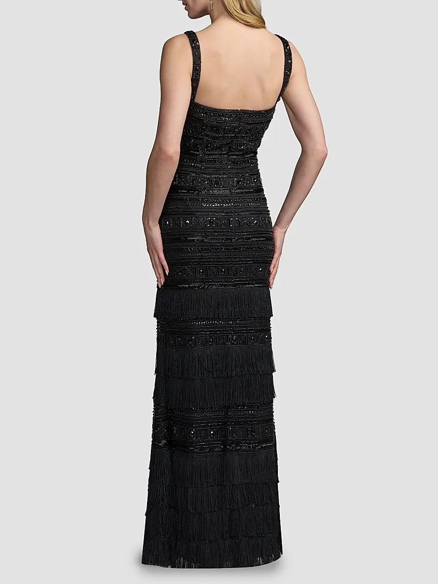 Mac Duggal Women's Embellished Geometric Fringe Gown | Thumbnail 2 Mac Duggal Women's Embellished Geometric Fringe Gown | Thumbnail 2