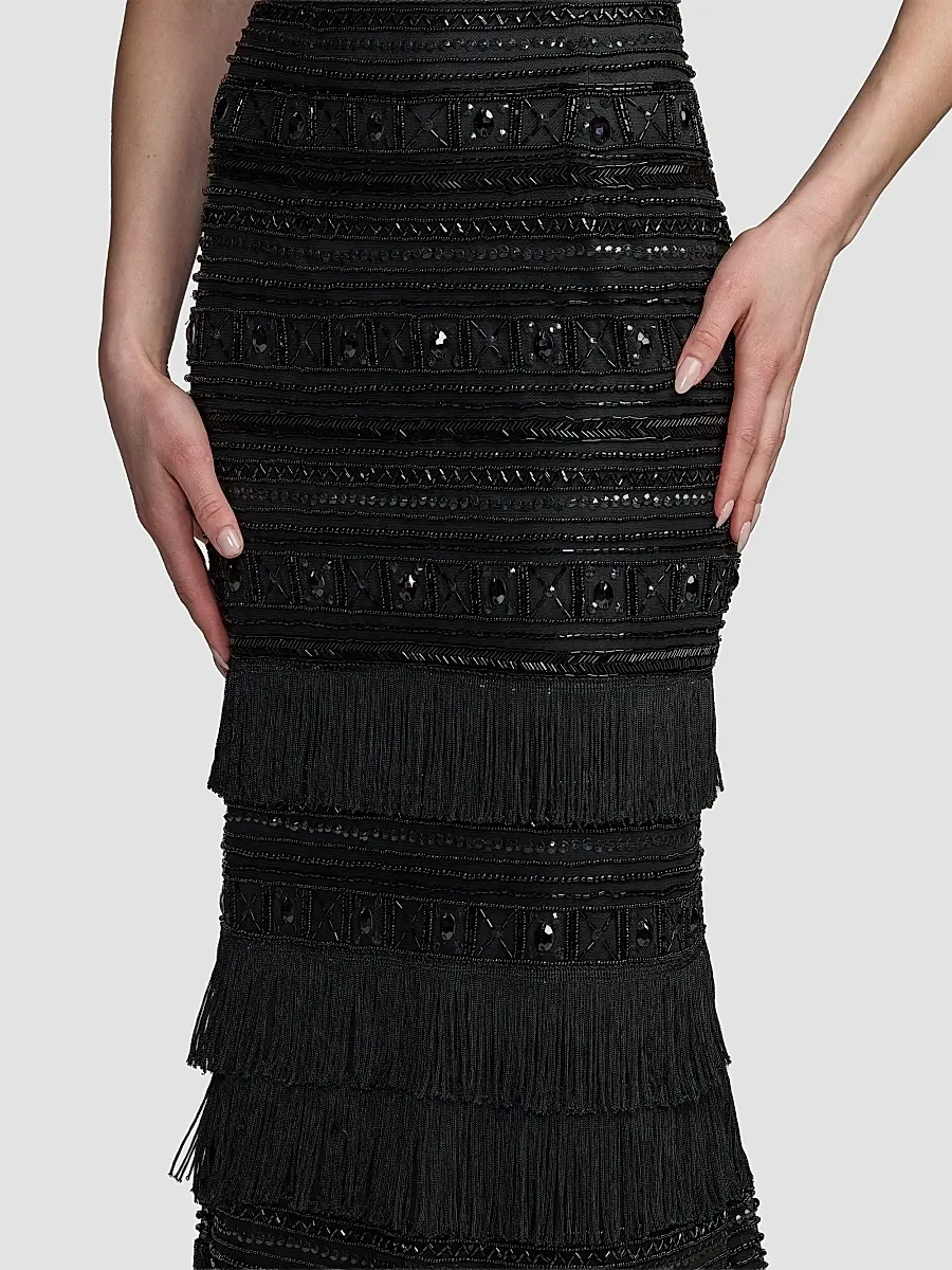 Mac Duggal Women's Embellished Geometric Fringe Gown | Thumbnail 4 Mac Duggal Women's Embellished Geometric Fringe Gown | Thumbnail 4