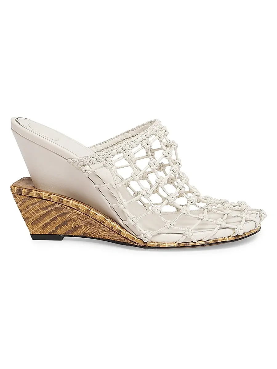 Jacquemus Women's Les Doubles 100MM Snakeskin-Print Wedge-Heel Mules