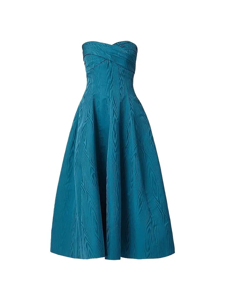 Shoshanna Women's Wastson Moire Strapless Cocktail Dress - Topaz | Image 1 Shoshanna Women's Wastson Moire Strapless Cocktail Dress - Topaz | Image 1