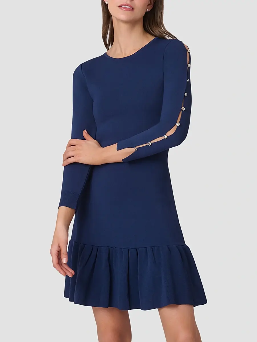 Shoshanna Women's Jace Embellished Slit-Sleeve Mini Dress | Thumbnail 2 Shoshanna Women's Jace Embellished Slit-Sleeve Mini Dress | Thumbnail 2