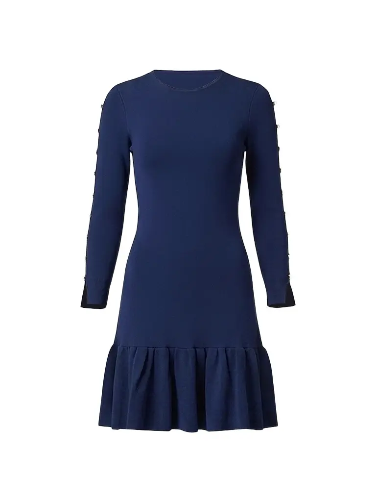 Shoshanna Women's Jace Embellished Slit-Sleeve Mini Dress - Navy | Image 1 Shoshanna Women's Jace Embellished Slit-Sleeve Mini Dress - Navy | Image 1