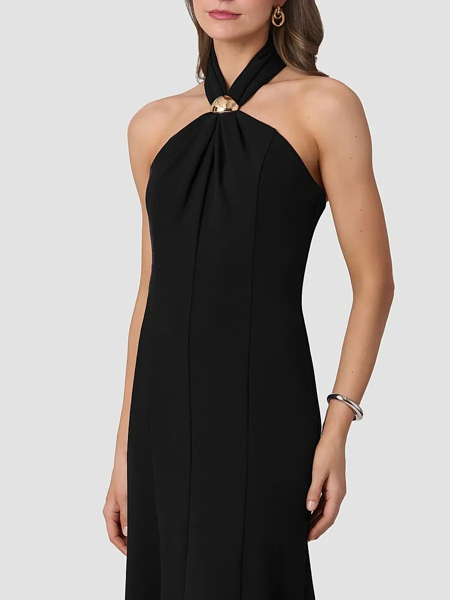 Shoshanna Women's Scottie Crêpe Hardware Halter Maxi Dress | Thumbnail 4 Shoshanna Women's Scottie Crêpe Hardware Halter Maxi Dress | Thumbnail 4