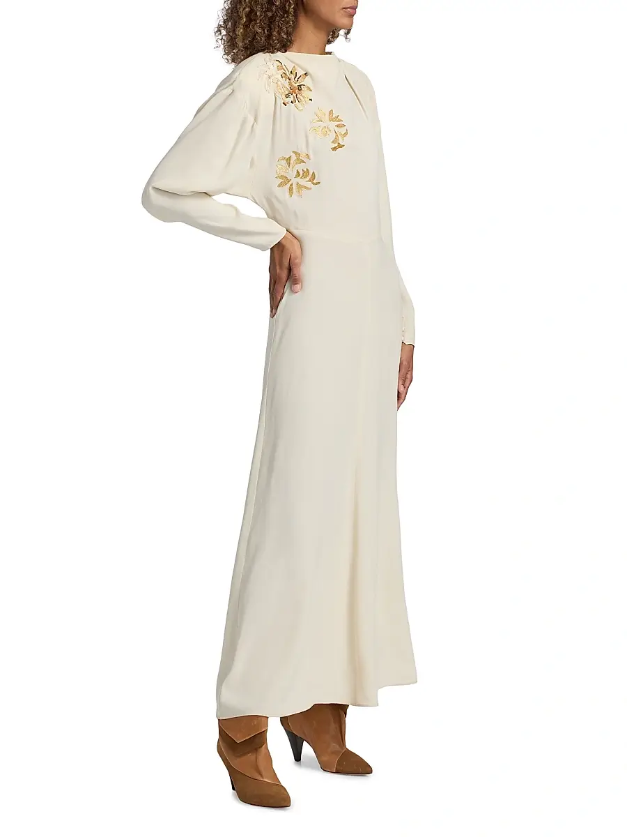 Isabel Marant Women's Samsha Floral-Embroidered Maxi Dress | Thumbnail 4 Isabel Marant Women's Samsha Floral-Embroidered Maxi Dress | Thumbnail 4