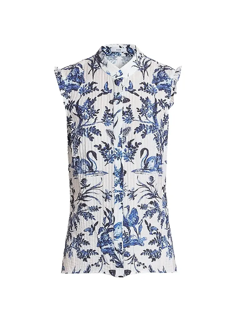 Erdem Women's Floral Jacquard Button-Front Shirt - Ink Blue | Image 1 Erdem Women's Floral Jacquard Button-Front Shirt - Ink Blue | Image 1