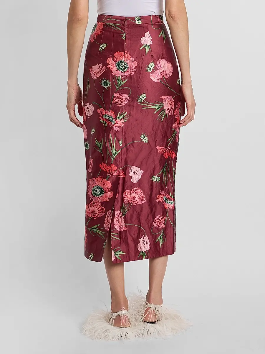Erdem Women's Floral Satin Midi Skirt | Thumbnail 3