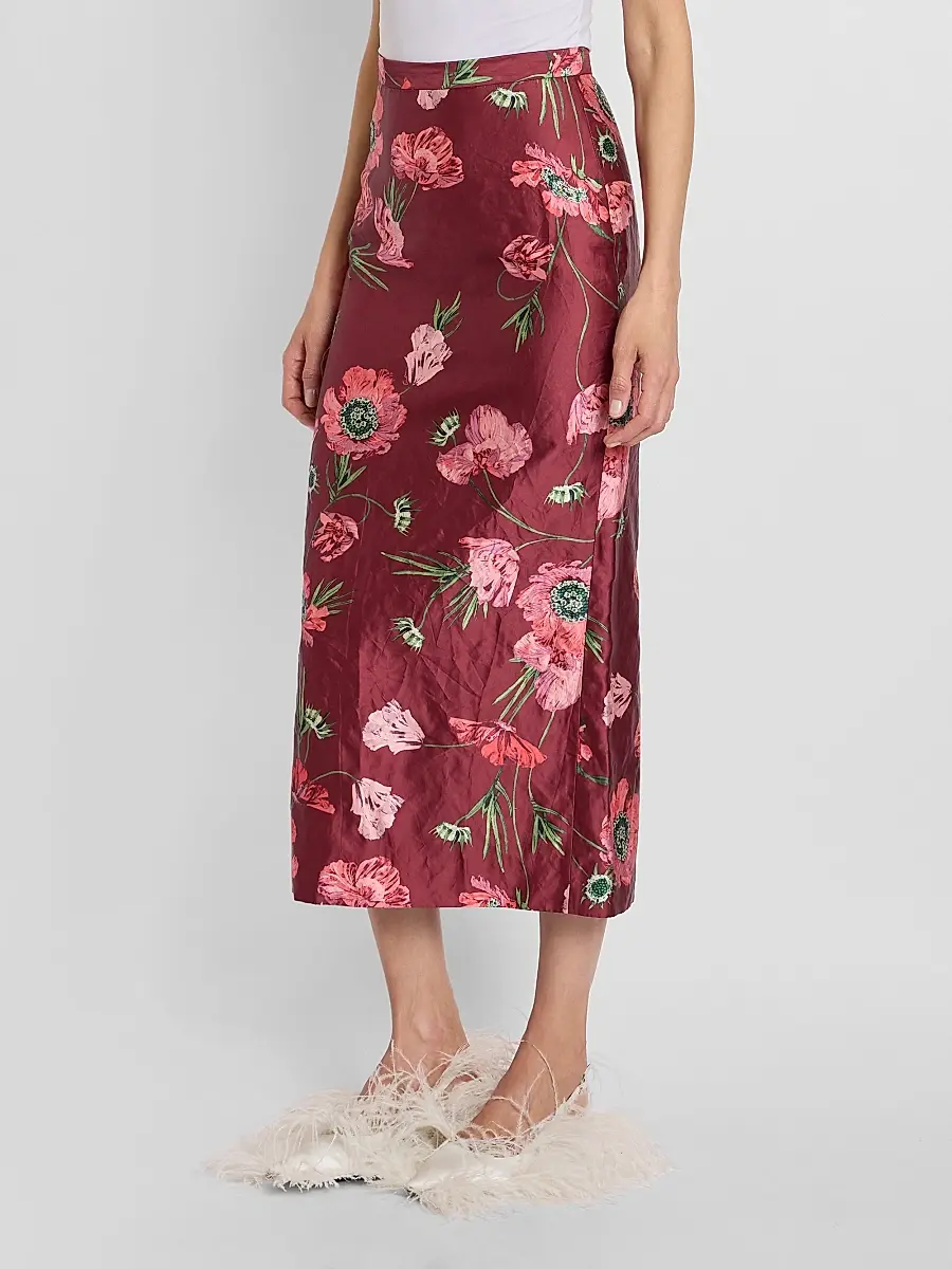 Erdem Women's Floral Satin Midi Skirt | Thumbnail 4