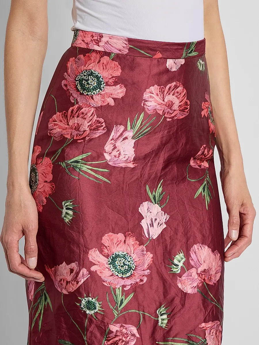 Erdem Women's Floral Satin Midi Skirt | Thumbnail 5