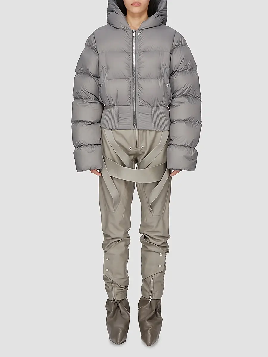Rick Owens Women's Down Hooded Crop Puffer Jacket | Thumbnail 2