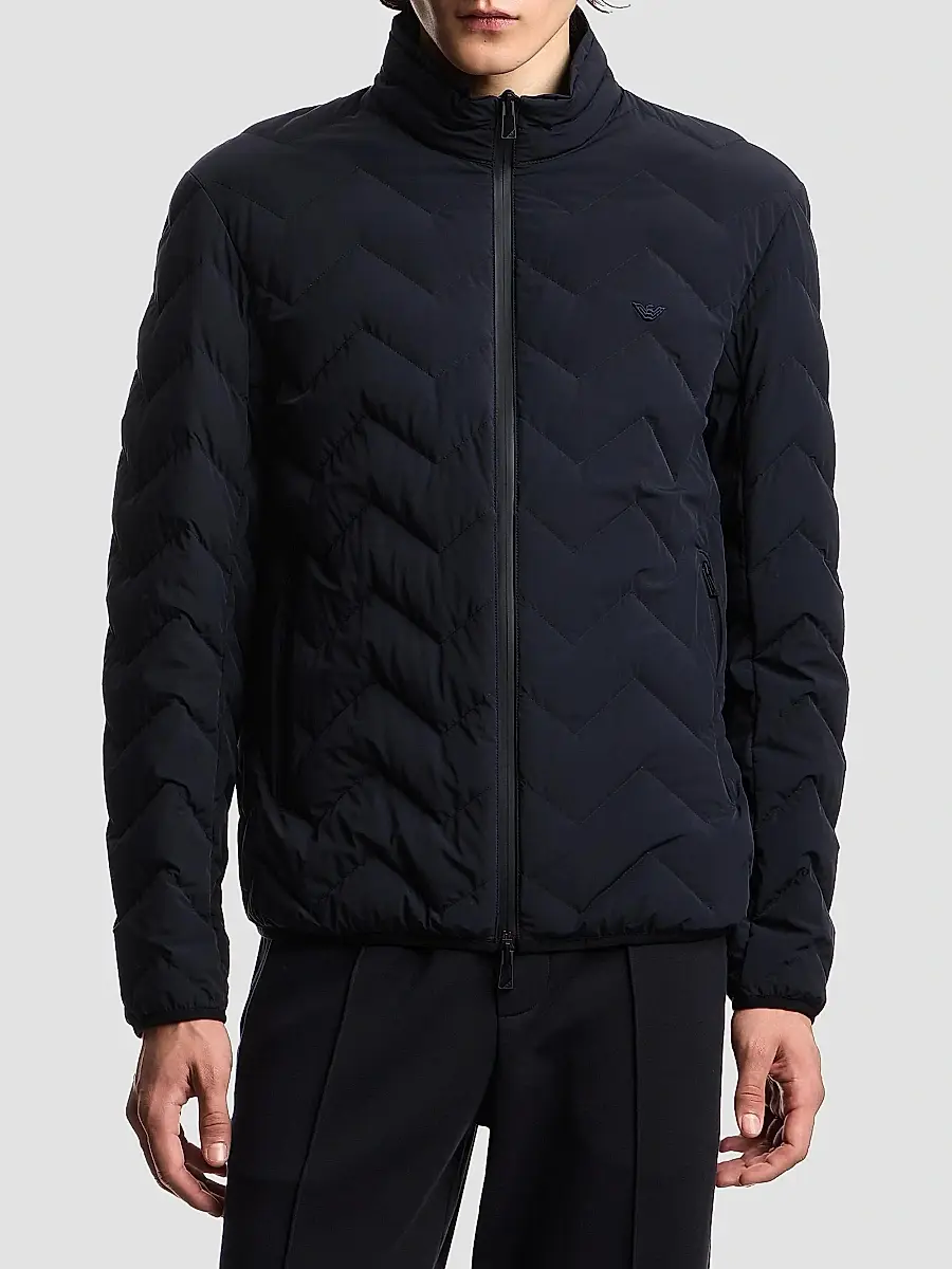 Emporio Armani Men's Chevron-Quilted Nylon Down Jacket | Thumbnail 3
