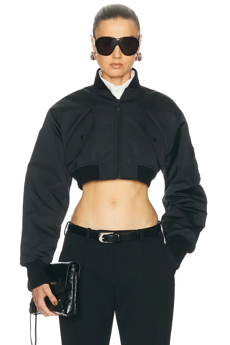 Balenciaga Cropped Bomber Jacket | Image 1 Balenciaga Cropped Bomber Jacket | Image 1