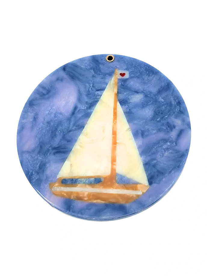 Hand-painted Sail Boat Compact Mirror