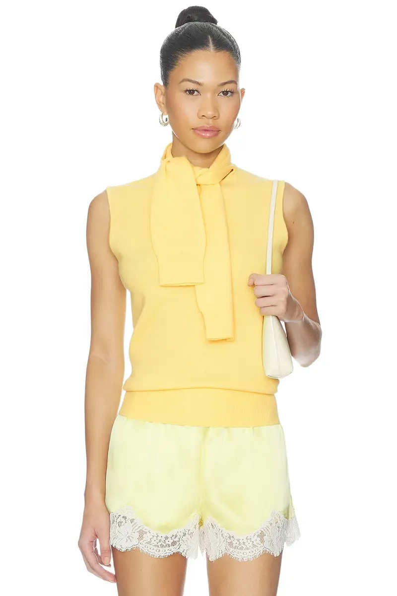 Aknvas Giorgia Cashmere Wool Blend Sleeveless Tie Knit Top