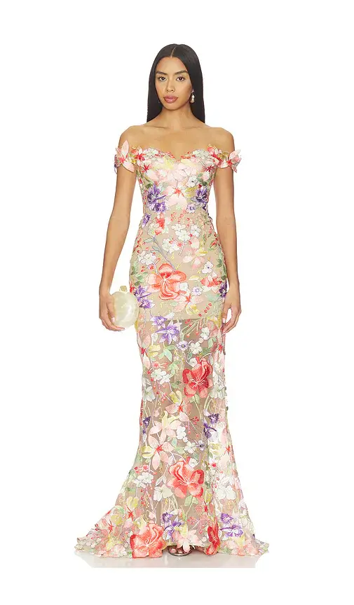 Bronx and Banco Flora 3d Off The Shoulder Gown | Image 1 Bronx and Banco Flora 3d Off The Shoulder Gown | Image 1