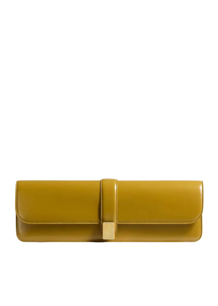 Khaite Blake Long Clutch In Golden Olive | Image 1 Khaite Blake Long Clutch In Golden Olive | Image 1