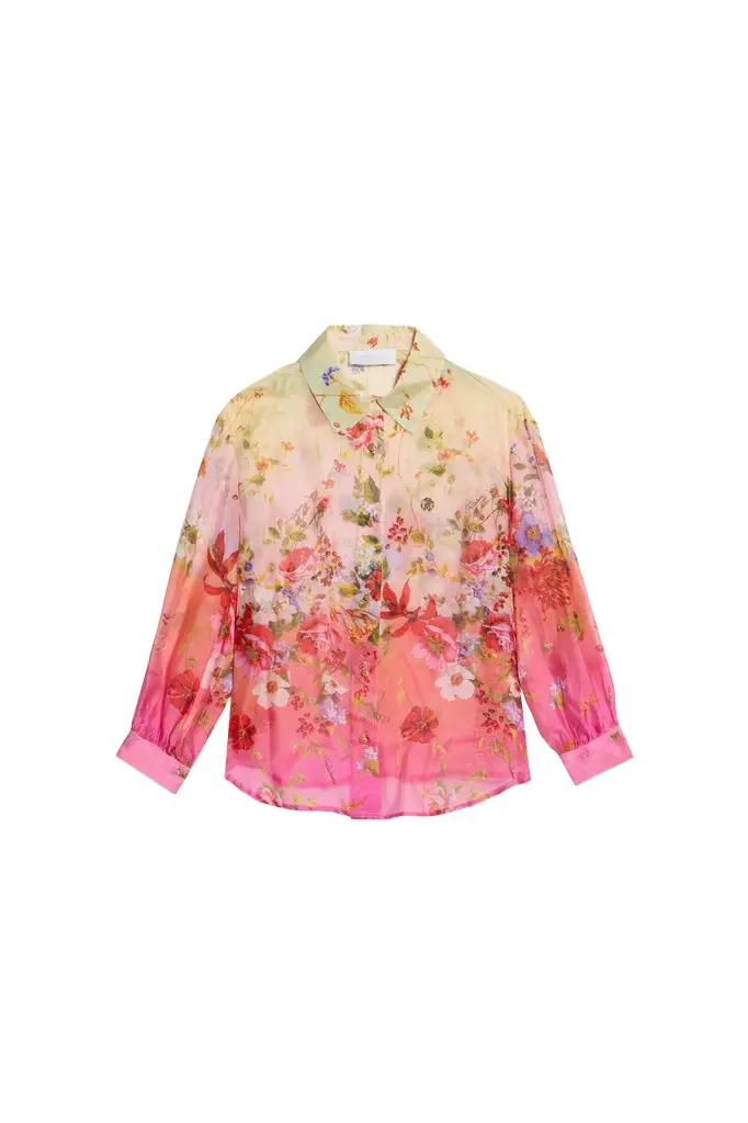 Roberto Cavalli Miami Flowers Print Silk Blend Shirt | Image 1 Roberto Cavalli Miami Flowers Print Silk Blend Shirt | Image 1