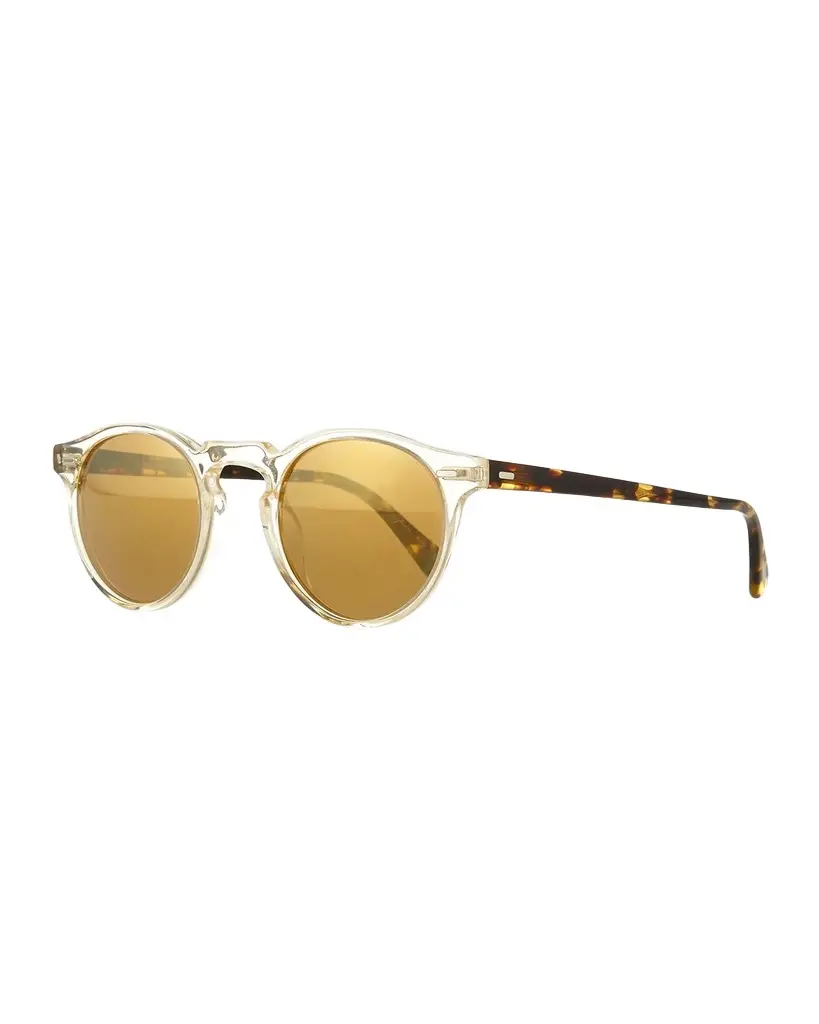 Oliver Peoples Gregory Peck Round Plastic Sunglasses, Clear/Tortoise | Image 1 Oliver Peoples Gregory Peck Round Plastic Sunglasses, Clear/Tortoise | Image 1