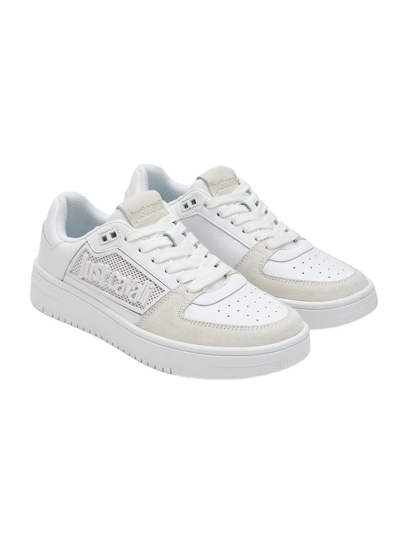 Roberto Cavalli White Logo Detail Chunky Sneakers