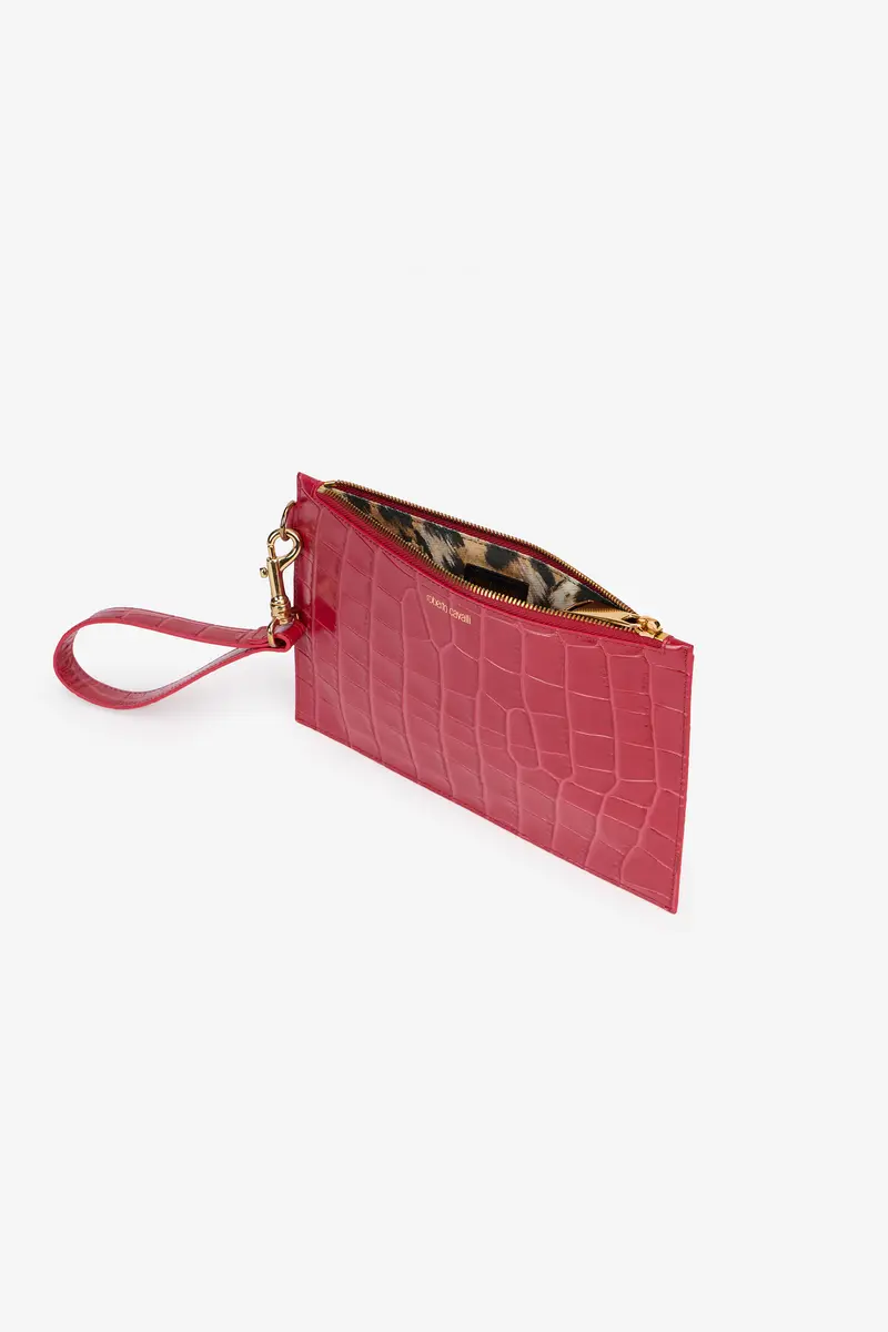 Roberto Cavalli Antique Rose Crocodile-Effect Clutch | Thumbnail 6 Roberto Cavalli Antique Rose Crocodile-Effect Clutch | Thumbnail 6