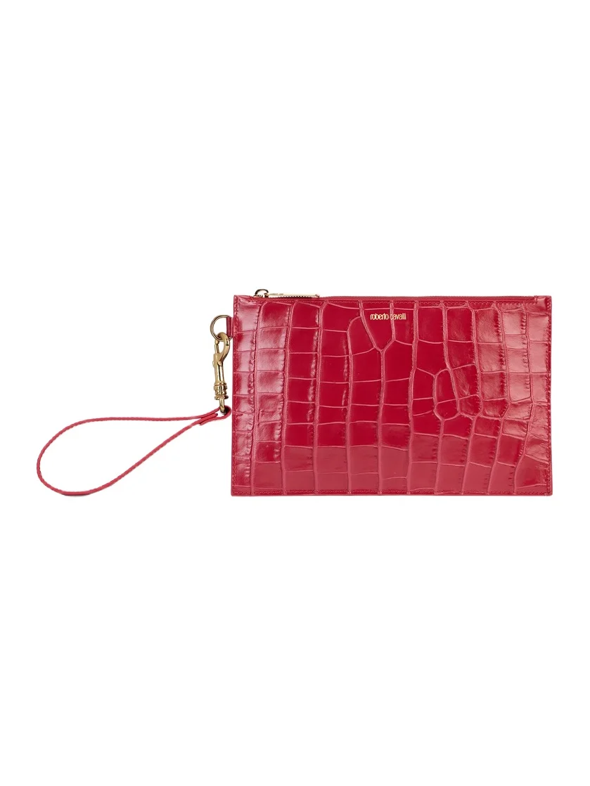 Antique Rose Crocodile-Effect Clutch