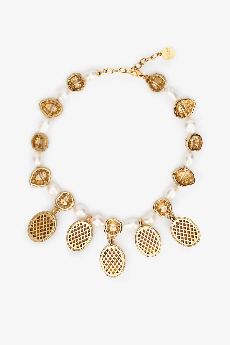 Roberto Cavalli Golden Necklace With Pearls And Topaz-Effect Stones | Thumbnail 3 Roberto Cavalli Golden Necklace With Pearls And Topaz-Effect Stones | Thumbnail 3