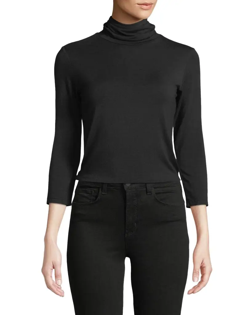 L'Agence Aja 3/4-Sleeve Turtleneck Top