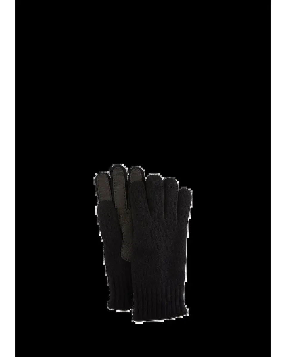 Bergdorf Goodman Men's Cashmere Jersey Gloves w/ Deerskin Palms | Thumbnail 2