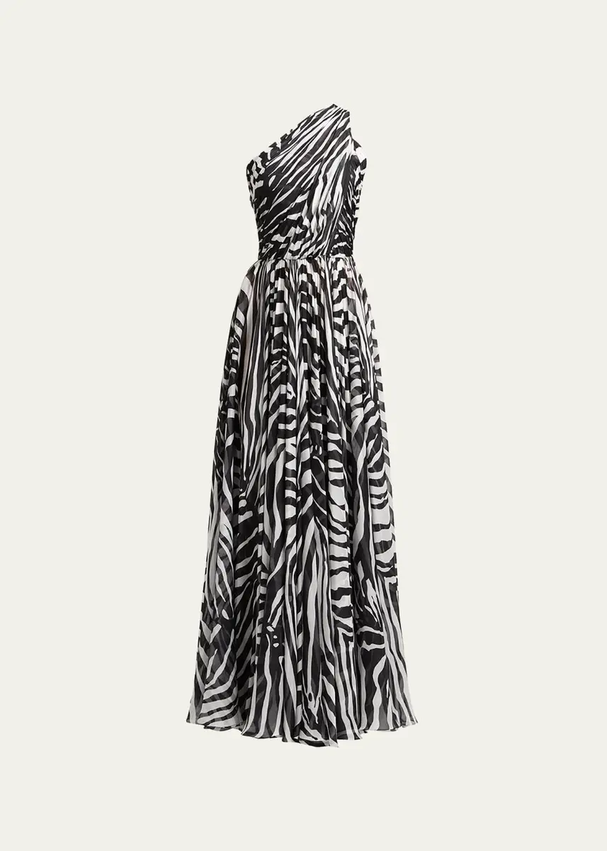 Dolce & Gabbana Zebra-Print One-Shoulder Silk Chiffon Gown | Thumbnail 5 Dolce & Gabbana Zebra-Print One-Shoulder Silk Chiffon Gown | Thumbnail 5
