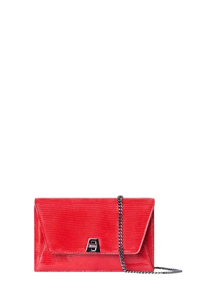 Akris Anouk Lizard-Print Clutch Bag w/ Chain