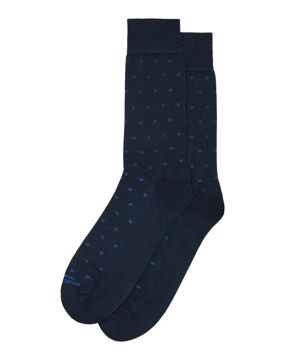 Marcoliani Men's Modal Cashmere Micro Polka Mid-Calf Socks | Thumbnail 3