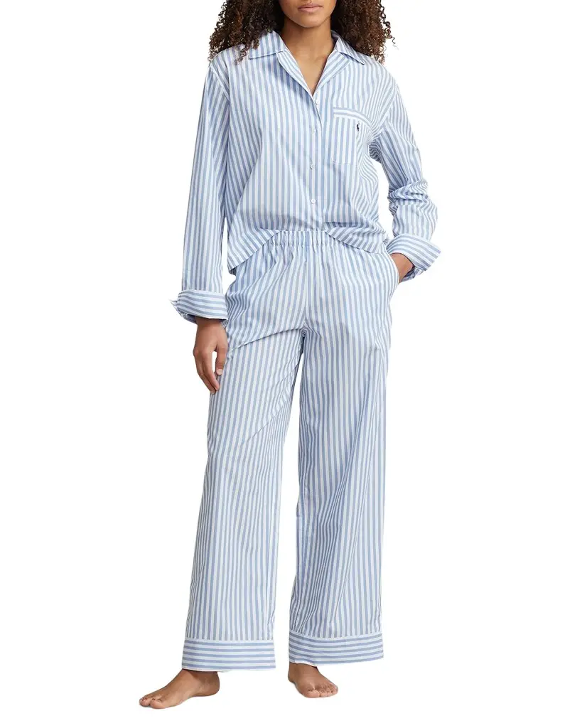Polo Ralph Lauren The Bailey Cotton Poplin Pajama Set | Image 1 Polo Ralph Lauren The Bailey Cotton Poplin Pajama Set | Image 1